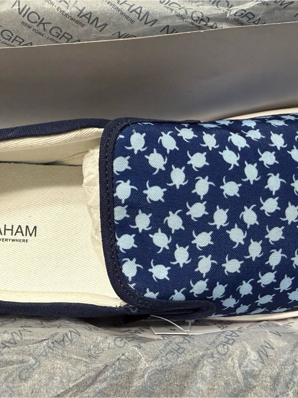 Nick Graham Navy Turtle-Print Slip-On Loafers for Men